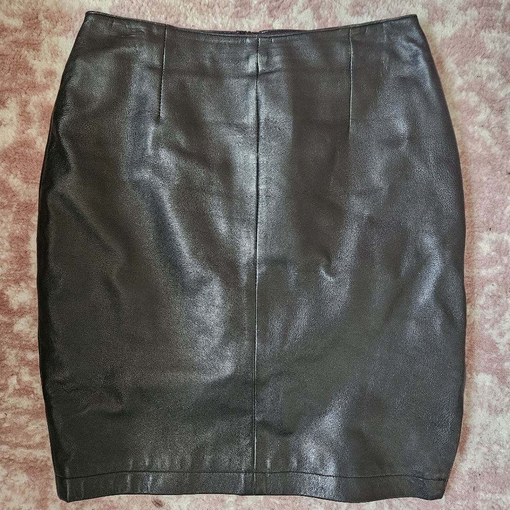 Hugo Buscati Genuine Leather Skirt - Size 10